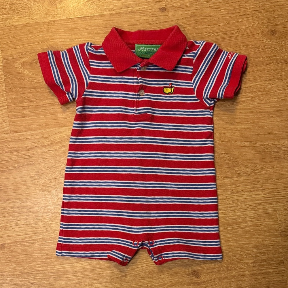 Master’s Tournament Red Striped Polo Romper